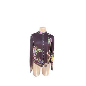 Luella Apparel Woman Blouse Shirt Brown Floral Top